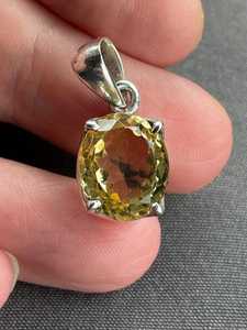 Colgante de Citrino Facetado Genuino, Plata de Ley 925, Engaste de Tensión, Citrino Amarillo Creado en Laboratorio, Chapado en Oro Vintage, Joyería para Mujer - Product Image 4