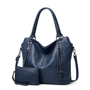 Unique Blue Luxury Handbags for Women High Quality Casual <b>Tote</b> with Zipper Closure Polyester Lining Custom Logo - Product Image 1