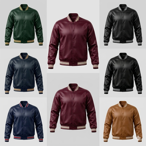 Chaquetas Varsity de Cuero de Manga Larga para Hombre, Estilo Profesional, con Frente de Lona, Ecológicas, Resistentes al Viento, Transpirables, para Invierno, Venta al Por Mayor - Product Image 1