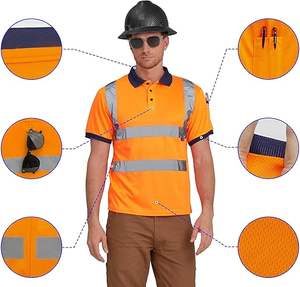 เสื้อเชิ้ตนิรภัยคุณภาพสูงสำหรับผู้ชาย เสื้อโปโลความปลอดภัยแบบมองเห็นได้ชัด เสื้อทำงานก่อสร้าง - Product Image 2