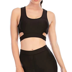 Ensemble de sport pour femme : Soutien-gorge de sport dos nageur noir et Legging taille haute sans couture, pour yoga et entraînement, maintien moyen - Product Image 4