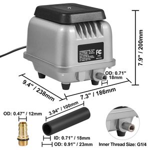 Pompa ad aria lineare da 90L/min per sistema di aerazione acquacoltura per laghetti da 1/4 di acro e 10 piedi di profondità, giardini acquatici, aeratore per fossa settica, pompa per acque reflue - Product Image 5