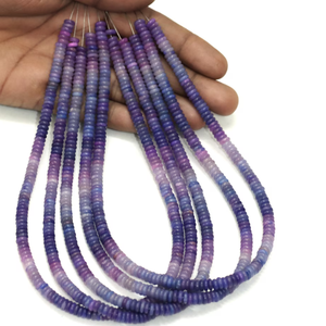 Cuentas de ópalo morado en forma de rondel plano, cuentas de ópalo Heishi de 5-6 mm en color lavanda púrpura, para la elaboración de joyería y manualidades. - Product Image 1