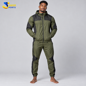 ABEER SPORTS Chándal Cortavientos para Hombre con Capucha, Diseño Deportivo con Bloques de Color, Bolsillos Laterales, Poliéster, Ropa de Otoño - Product Image 4