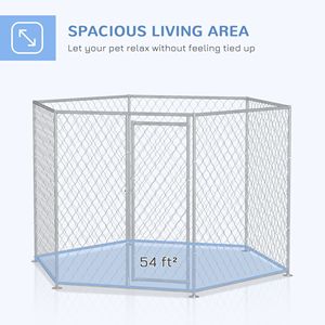 Recinto per Cani da Esterno 2,8m x 2,4m x 1,7m con Porta Bloccabile, Colore Argento, per Cani di Taglia Media e Grande - Disponibili Misure XXL, XL, X - Product Image 5