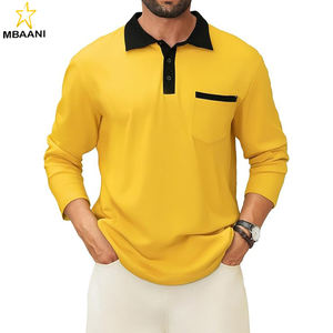 Camisas Polo Casuales de Manga Larga para Hombre, Polos de Algodón, Camiseta Clásica con Cuello de Botones y Bolsillo para Golf - Product Image 1