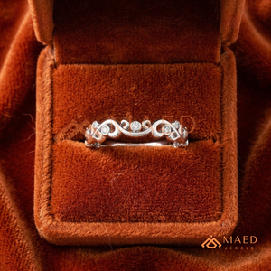 Vintage Scrollwork Filigree 925 Sterling <b>Silver</b> Moissanite Wedding Band Bezel <b>Set</b> Round Cut Diamond Eternity <b>Ring</b> for Women - Product Image 4