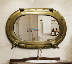 Solid Premium Aluminium Antique Finish 15-inch Oval Porthole Mirror Handmade Lightweight Nautical <b>Graduation</b> Decorative Gift - Product Image 3