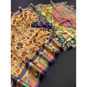 DESIGNER SOFT SILK DIGITAL PRINT WORK <b>SAREE</b> WITH UNSTITCHED BLOUSE <b>PURPLE</b> - Product Image 1