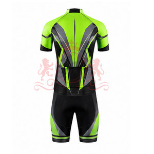 Ensemble maillot et short de cyclisme pour homme, vert et noir, manches courtes, fermeture éclair sur le devant, pour adultes - Product Image 3