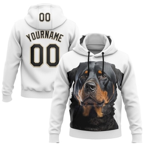 Vente en gros directe, nouvelle conception, sweat à capuche sportif Rottweiler personnalisé, motif 3D blanc, noir et crème, sur mesure - Product Image 1
