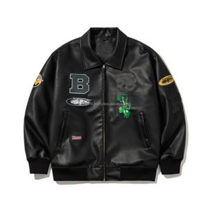 Oem alta calidad parche bordado hombres Universidad personalizado béisbol bombardero Letterman cuero manga Varsity Chaqueta Hombre chaqueta - Product Image 5