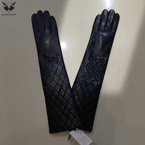 Fancy Quilted Black Leather <b>Gloves</b> Women <b>Long</b> Elbow Length Newest Pattern PU Leather Mittens Lady Winter Fashion <b>Gloves</b> - Product Image 5