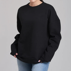 Oversized Crewneck sweatshirts Plain <b>Drop</b> Shoulder Women's Pullover Sweatshirt Casual Short Autumn Oversized women Sweatshirts - Product Image 1