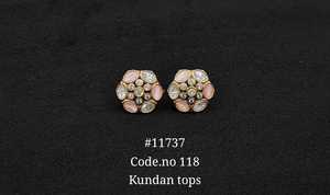 Pendientes de Aro Kundan 11737, Pendientes Chapados en Mehandi, Pendientes Étnicos de Latón con Forma de Flor, Joyería Estilo Kundan para Mujer, Regalo para Fiesta - Product Image 3