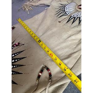 Handmade Boho Embroidered Solid Animal Print Maxi Dress <b>Three</b> Quarter Fringed Hem Regular Fit Natural Waist Vintage Style Woven - Product Image 4