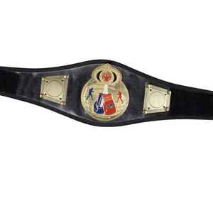 Cinturón de Campeonato de Boxeo con Emblema Dorado y Diseño de Guante de Boxeo, Cinturón de Título de Cuero Personalizable de Primera Calidad - Product Image 3