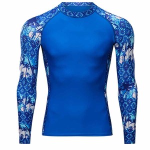 Factory Supply High Collar Rash Guards Spandex/Polyester Anti-Bacterial <b>Men's</b> <b>Compression</b> <b>Shirt</b> Long Sleeve Rash Guard For Male - Product Image 2
