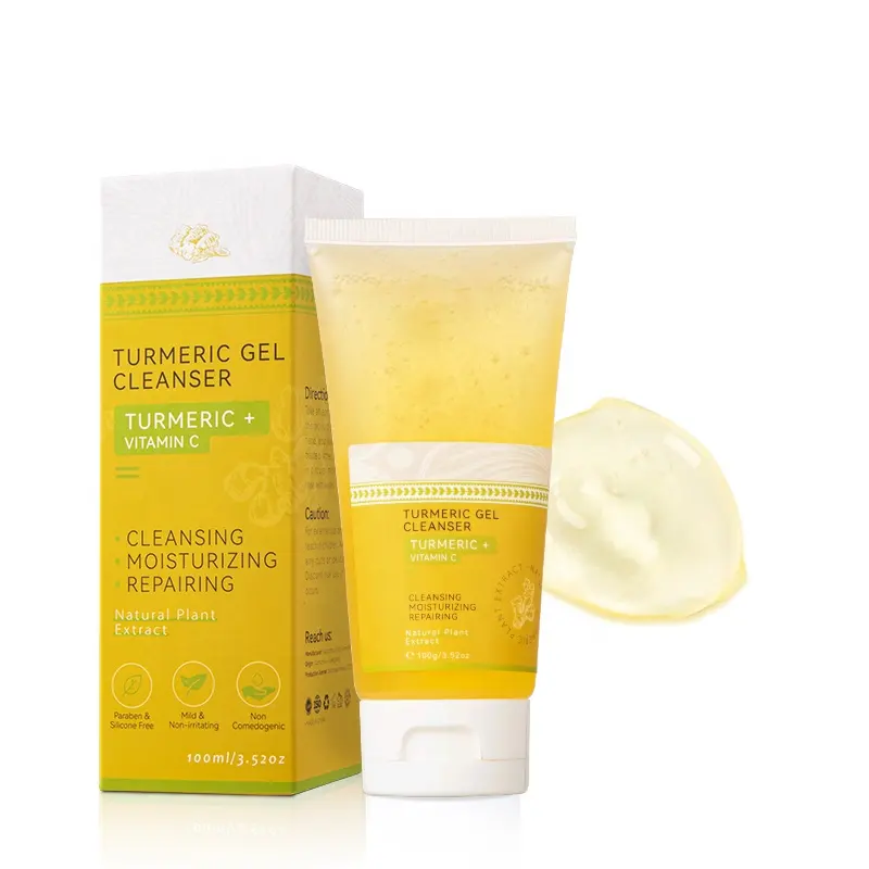 OEM Cúrcuma Face Wash 100g Natural Antienvejecimiento Exfoliante Cúrcuma Limpiador facial para manchas Cúrcuma Clear Skin Jabón líquido