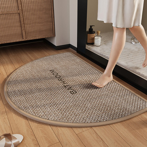 Oval Microfiber Bath Mat With Rubber Backing Anti Slip Teal Color Minimalist Design For Bathroom <b>Floor</b> - Product Image 3