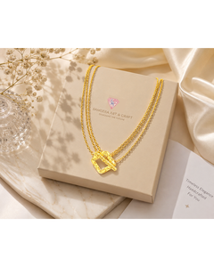 Women's 18K Gold Plated Islamic Lock Pendant Necklace Link Chain Luxury Wedding <b>Gift</b> Everyday Wear - Product Image 3