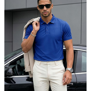 Chemise de golf pour homme en coton tricoté 100 %, respirante, séchage rapide, personnalisable avec broderie - Product Image 2