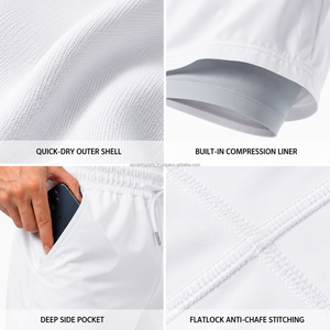Custom Color Combination Two <b>Layer</b> Performance Shorts Breathable Mesh Fabric Inner Brief Liner Dual Side Pockets Wear Sport - Product Image 5