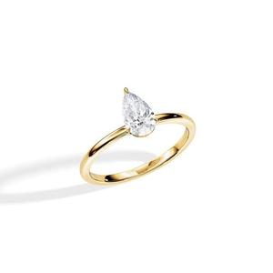 Anillo de Compromiso Solitario con Diamante Cultivado en Laboratorio, Corte Pera, Anillo de Promesa Minimalista de Oro, Elegante Joyería Nupcial para Boda - Product Image 2