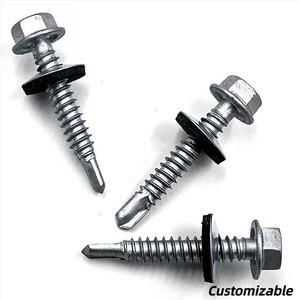 Suministro Directo de Fábrica, Tornillo Autorroscante Personalizado de Acero al Carbono C1022A con Cabeza Hexagonal y Arandela de EPDM para Techos Metálicos - Product Image 1