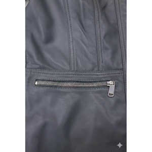 Veste sans col en cuir de mouton bleu turquoise faite à la main, taille XS pour femme, style minimaliste élégant, automne - Product Image 1