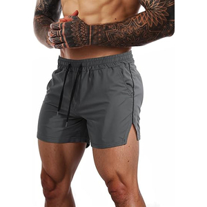 Men's Gray Quick Dry <b>Polyester</b> <b>Shorts</b> With Drawstring Waist And Side Pockets Casual Sport Wear - Product Image 3