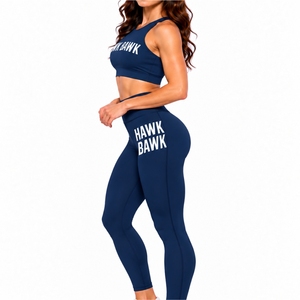 Custom Women Two Piece Yoga Set Sleeveless High Waist <b>Leggings</b> <b>Activewear</b> Premium Quality Stretch Fabric Comfort Fit High Waist - Product Image 3