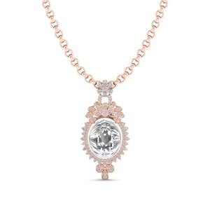 Collier chaîne REYES en moissanite taille ovale 26,08 carats, luxe, argent sterling 925, plaqué or 14 carats et rhodium, bijoux fins pour femmes - Product Image 2