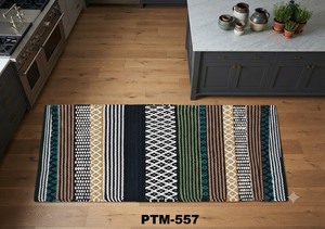 พรมครัวลายทางผ้าฝ้ายทรงสี่เหลี่ยมผืนผ้าโบฮีเมียนทอแบบเรียบกันลื่น PTM-557 - Product Image 1