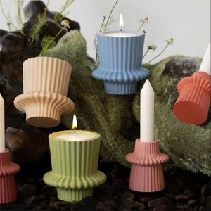 Modern Design Rosin & Handmade Round Shape Florals Pattern Candlestick Holder for Home Office and Hotel Use - Product Image 1