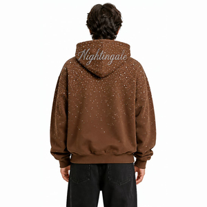 เสื้อฮู้ดดี้โอเวอร์ไซส์ผ้าฝ้ายแท้ 100% ประดับคริสตัลหรูหรา สไตล์สตรีทแวร์ หนานุ่ม สำหรับผู้ชาย ฤดูหนาว ขายส่ง - Product Image 3