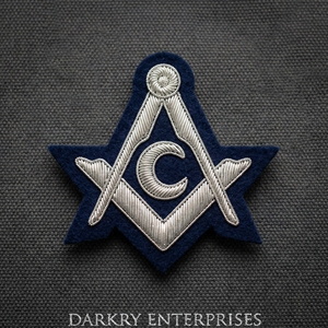 Custom Luxury <b>Silver</b> Bullion Wire Masonic Square Compass Moon Star Shaped Beads Hand Embroidered Navy Regalia <b>Crest</b> Direct - Product Image 1