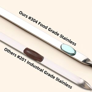 เหล็กเสียบย่างบาร์บีคิวแบบแบนยาว ขนาด 14.8 นิ้ว ทำจากสแตนเลส 304 จำนวน 20/40 ชิ้น ใช้ซ้ำได้ พร้อมกล่องเก็บโลหะแบบพกพา อุปกรณ์เสริมสำหรับบาร์บีคิว - Product Image 3