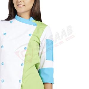 Manteau de chef à manches longues tricolore pour femmes, taille personnalisée, chemise de travail pour hôtel-cuisine, restaurant et bar-uniformes - Product Image 5