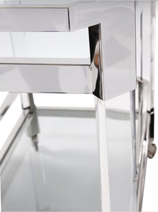 2-Tier <b>Acrylic</b> Hotel Trolley with 4-Wheel Rolling Base Modern Design <b>Mirror</b> Shelf for Commercial Restaurant Use - Product Image 4