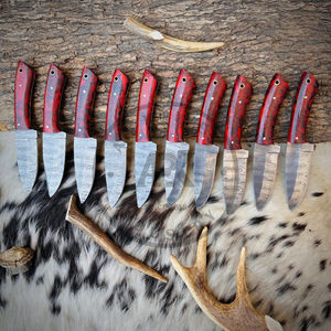 Couteau de chasse et de camping à lame fixe en acier Damas de qualité industrielle, pointe tombante, manche en bois Pakka, couteau d'extérieur - Product Image 5