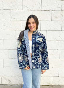 Elegant Suzani <b>Blazer</b> Handcrafted Embroidered Jacket Ethnic Fusion Wear for Modern Women - Product Image 2