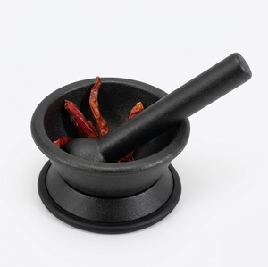 Molinillo de hierbas y especias de metal, herramienta de cocina, juego de mortero y pilón de hierro negro para triturar especias y píldoras, precio económico. - Product Image 2