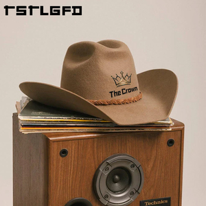 Custom Logo Vintage Wool Felt Cowboy <b>Hat</b> Wholesale Bulk Tan Wide Brim <b>Western</b> <b>Hat</b> Structured Manufacturer - Product Image 4