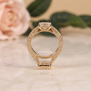 Vintage Gold Sterling <b>Silver</b> <b>Emerald</b> Cut Moissanite Engagement <b>Ring</b> Split Shank Prong Set Rhodium Plated Wedding Anniversary - Product Image 4