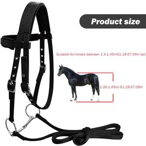Black Knitted Horse Halter with Adjustable Straps Metal Buckles Skulls Pattern Anti-UV for Equestrian Riding - Product Image 3