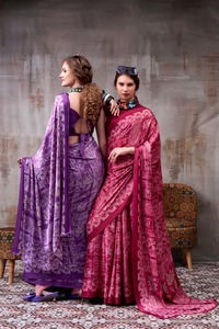 Indian Traditional Casual Satin <b>Silk</b> Saree in Printed for Daily Wear and Festive Function for Women Comfortable Fancy Outfit - Product Image 6