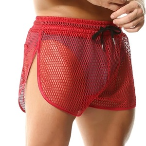 Shorts en résille rouge pour hommes, transparents, sexy, pour la gym, le yoga, les exercices en plein air et la plage. - Product Image 1