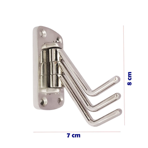 3 Pin SS202 Stainless Steel Swivel Cloth <b>Hook</b> | Heavy Duty Rotating Wall & Door Coat Towel Robe Hanger | Rustproof Organizer - Product Image 2