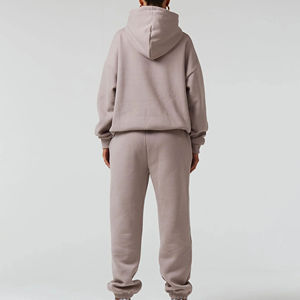 Ensemble de survêtement d'hiver 2 pièces pour femme, coupe régulière, en polaire, polyester/coton, respirant, séchage rapide, jambe large, sport - Product Image 3